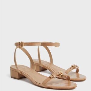 SCHUTZ AURORA MID BLOCK LEATHER SANDAL - TAN